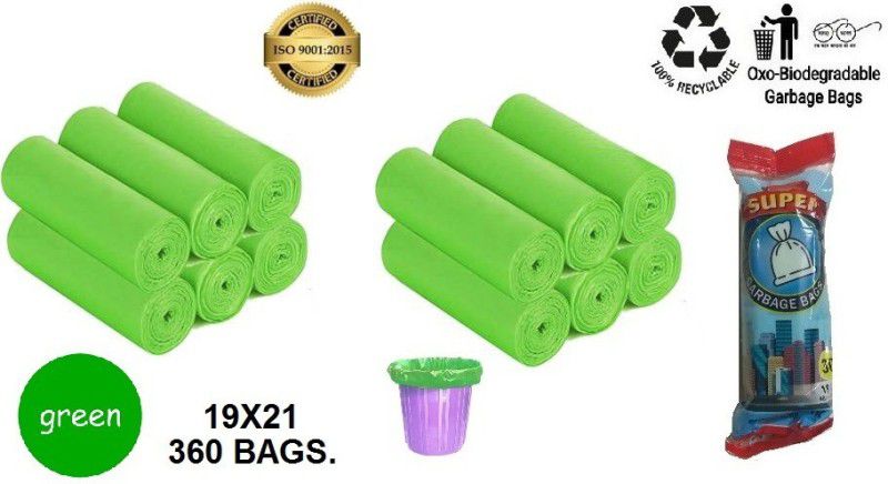 MJ Exim A_31 SUPER GARBAGE BAGS ( GREEN 12 ROll ) Medium 13 L Garbage Bag  (360Bag )
