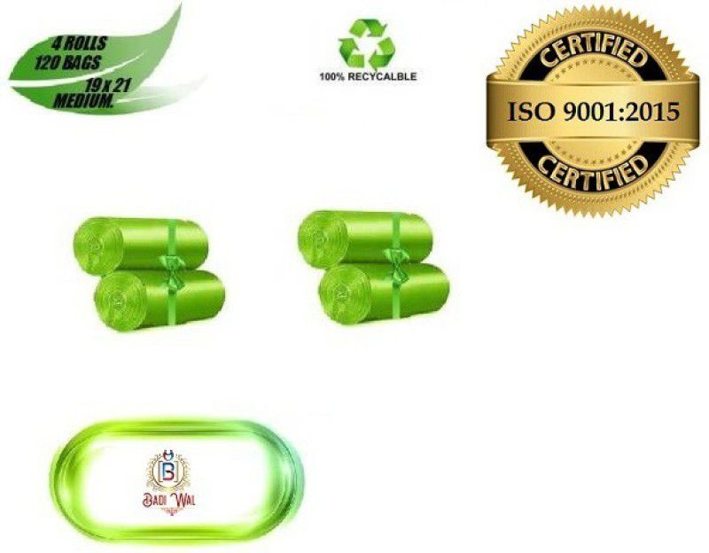 MJ Exim 4 Packs Medium Disposable Garbage Bags for Wet Waste, Green Color (120 pcs) Medium 13 L Garbage Bag  (120Bag )