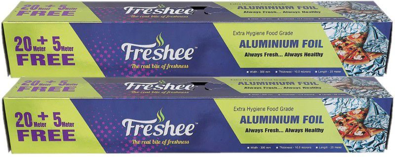 Freshee MultiPurpose High Quality Standard to keep your food fresher and safer for longer time Aluminium Foil  (Pack of 2, 25 m)