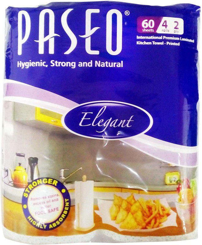 Paseo Kitchen Towels - Printed, 60Sheets, 4 Rolls, 2Ply  (2 Ply, 60 Sheets)