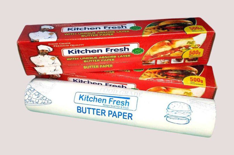 KITCHEN FRESH GREASE PROOF FOOD WRAPPING PAPER / BUTTER PAPER/ROTI WRAP/PAPER FOIL/FOOD WRAP Parchment Paper  (Pack of 2, 90 m)