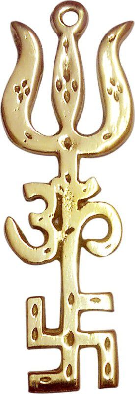 Vashoppee Vastu / Fang Shui Trishakti For Reflect Negative Energy Decorative Showpiece - 9 cm  (Brass, Gold)