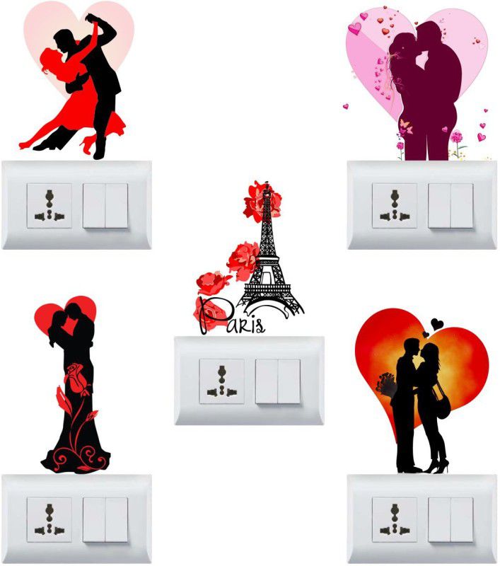 Design Zoo 13 cm Couples Switch Board Sticker Self Adhesive Sticker  (Pack of 5)