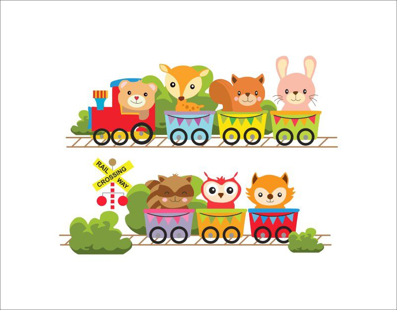 Psychedelic Collection 60 cm decorative cartoon toy train for kids room Self Adhesive Sticker  (Pack of 1)