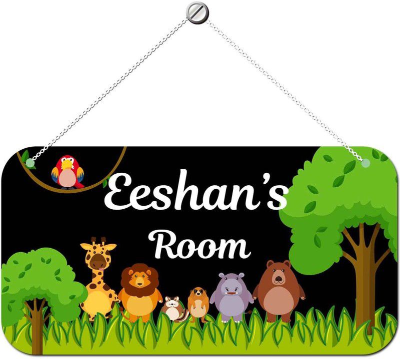 Ashvah Wooden Eeshan Door Sign Kids Room Name Plate  (Multicolor)