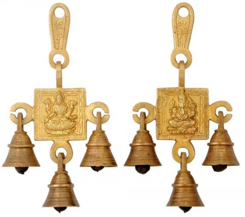 Redbag Shri Lakshmi Ganesh Hanging Bells Decorative Showpiece - 16.51 cm  (Brass, Gold)