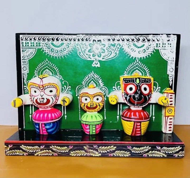 Dhaksh handicrafts Dhaksh handicraft lord Jagannath back board marbel and wood idol Decorative Showpiece - 10 cm  (Marble, Wood, Multicolor)