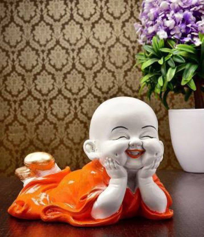 Shashi Arts Buddha Statue for Home Decor, Handcrafted Religious Idols of Meditating Decorative Showpiece - 12 cm  (Polyresin, Orange)
