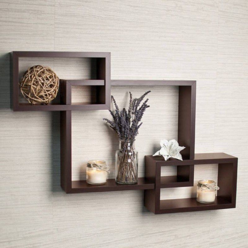 ONLINECRAFTS wooden ATTECH SINGLE ( BROWN) Wooden Wall Shelf  (Number of Shelves - 3, Brown)