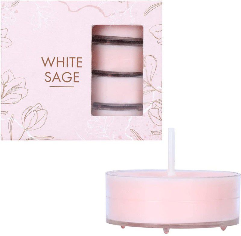 Parkash Candles Scented Tealights Set of 16 (White Sage) Candle  (Pink, Pack of 16)