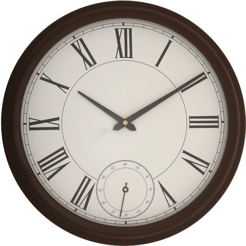 eCraftIndia Analog 40 cm X 40 cm Wall Clock  (Brown, With Glass, Standard)