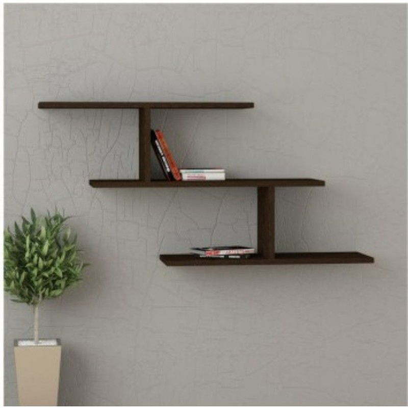 Glowbird Brown Wooden Wall Shelf for Home, Offices, Hall, Living Room, Bedroom Etc Wooden Wall Shelf  (Number of Shelves - 5, Brown)