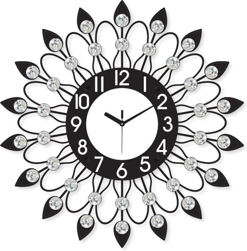 eCraftIndia Analog 51 cm X 51 cm Wall Clock  (Black, White, With Glass, Standard)