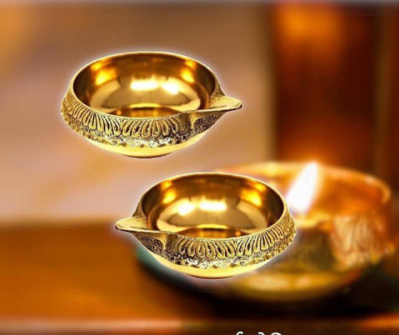 Shubh Traders Combo Kuber Diya Brass (Pack of 2) Table Diya Set  (Height: 1 inch)