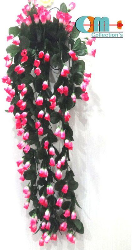 OM COLLECTIONS Artificial Creepers hanging flower Multicolor Rose Artificial Flower with Pot  (34 inch, Pack of 1, Vine & Creepers)