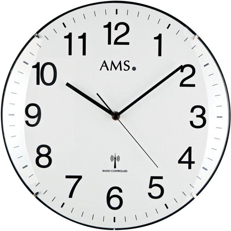 AMS Analog 32 cm X 32 cm Wall Clock  (White, With Glass, Standard)