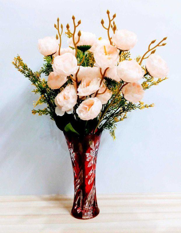 Magic of Gifts Real Looking Artificial Rose Flower Stick & Couple Showpiece (POT NOT INCLUDED) Pink Rose Artificial Flower  (16 inch, Pack of 1, Flower Bunch)