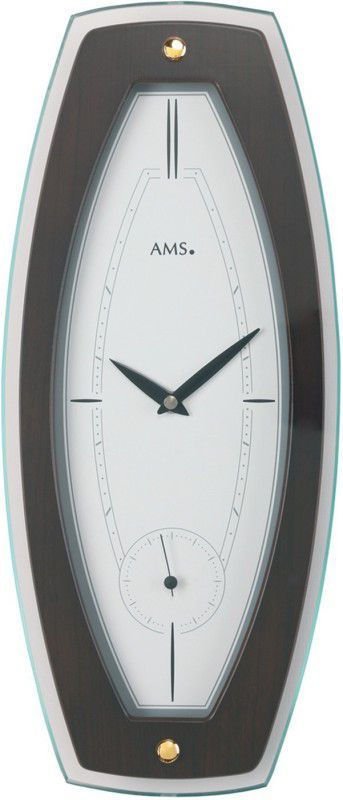 AMS Analog 44 cm X 19 cm Wall Clock  (Black, With Glass, Standard)