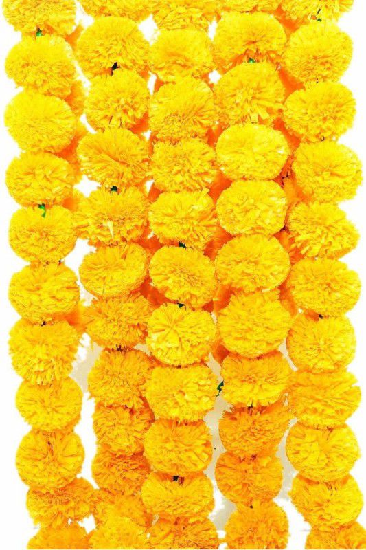 UFH Yellow Marigold Artificial Flower  (55 inch, Pack of 10, Single Flower)
