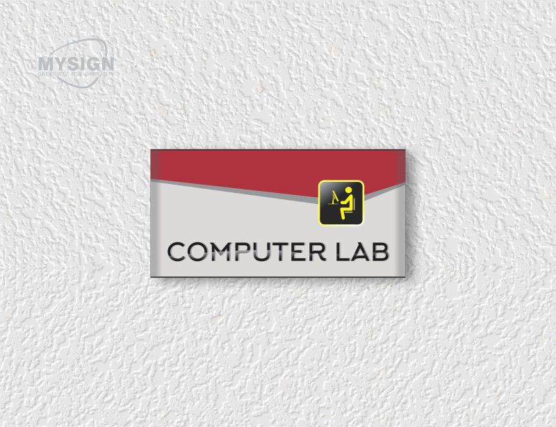 MYSIGN Wooden COMPUTAR LAB Sign Board Premium & Attractive Design Name Plate  (Silver)