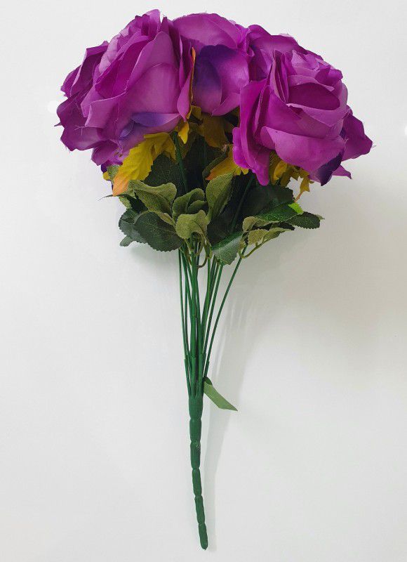 megha flower Multicolor Rose Artificial Flower  (12 inch, Pack of 1, Flower Bunch)