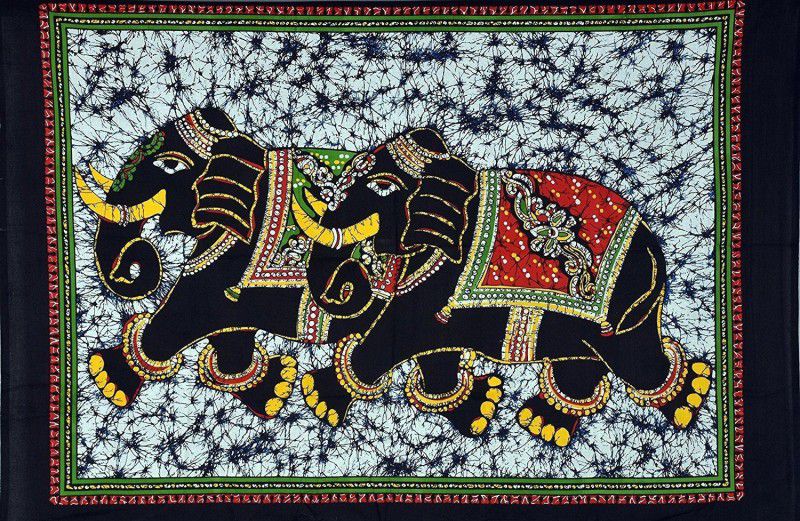Craft Kala Twin Elephant Poster Decor Wall Hanging Room Decor Wall Hanging 30 x 40 Tapestry  (Multicolor)
