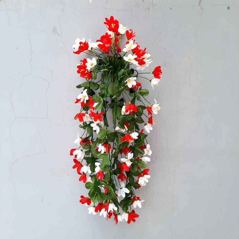Apkamart Artificial Hanging Flower Plant Stick for Home Decoration,Living Room Corner Artificial Plant  (69 cm, Red)