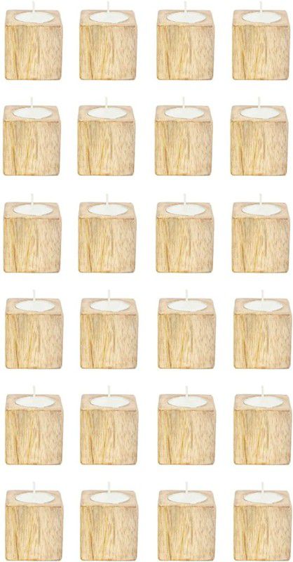 Artlance Wooden Square Shape Tea Light Candle Holder for Home and Festival Decoration Wooden 24 - Cup Tealight Holder  (Beige, Pack of 24)