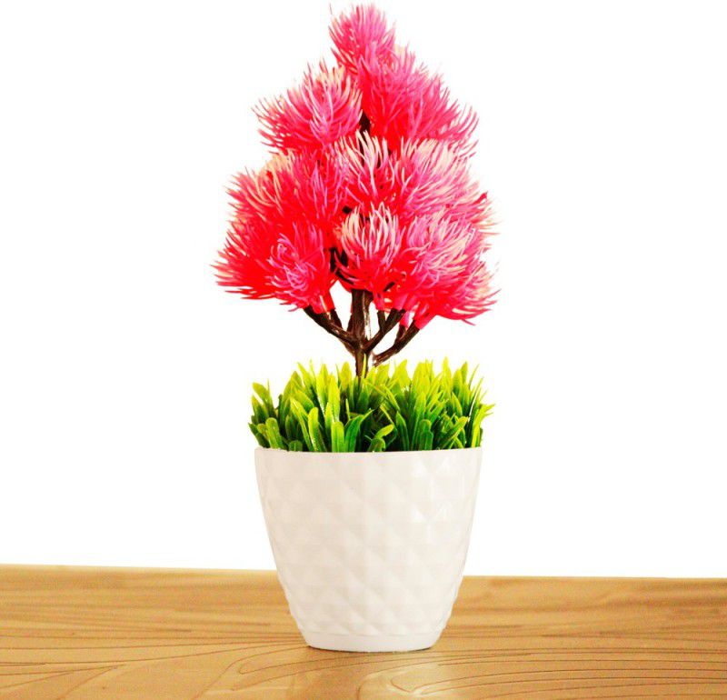 HANIRY Best flower with pot ::Home/Office Table Decoration or Gift Table Flower Pot Bonsai Wild Artificial Plant with. Plastic Flower Basket  (W: 4.5 cm x H: 10 cm x D: 2.5 cm)