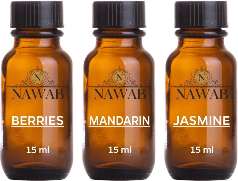 NAWAB essential aroma Diffuser oil Berries,Mandarin,Jasmine-15ml each Aroma Oil Aroma Oil  (3 x 5 ml)