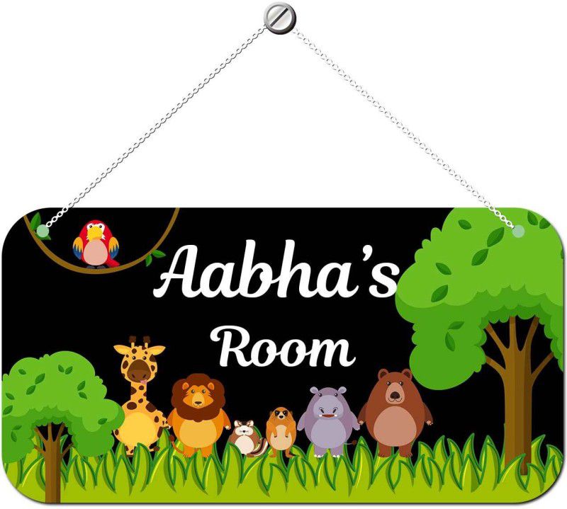 Ashvah Wooden Aabha Door Sign Kids Room Name Plate  (Multicolor)