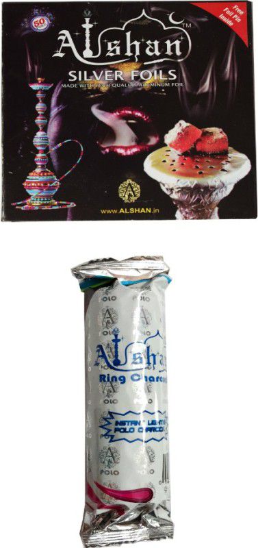Alshan Foil (Pack of 50 Pcs.) + Premium Hookah Magic Coal Pack of 1 (10 Discs) Hookah Charcoals  (Pack of 1)