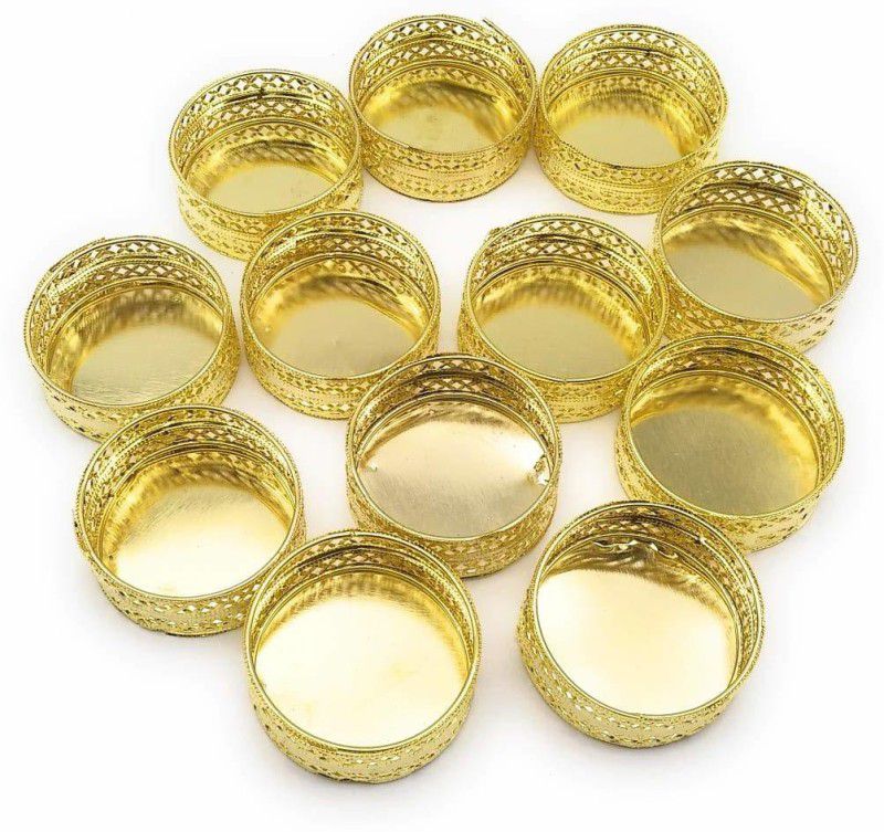 SPAVEDA Gold Plated Candle Holder Set  (Gold, Pack of 24)