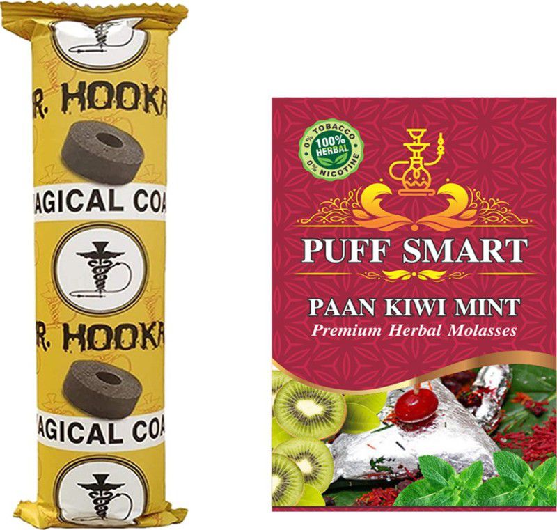Puff Smart Paan Kiwi Mint with 1 Polo Quick Light Charcoal ( 10 disk) Hookah Charcoals  (Pack of 1)