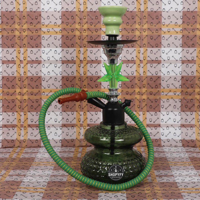 Premium Style Hookah For Home Decor 12 inch Glass 15 inch Glass, Ceramic Hookah  (Green)