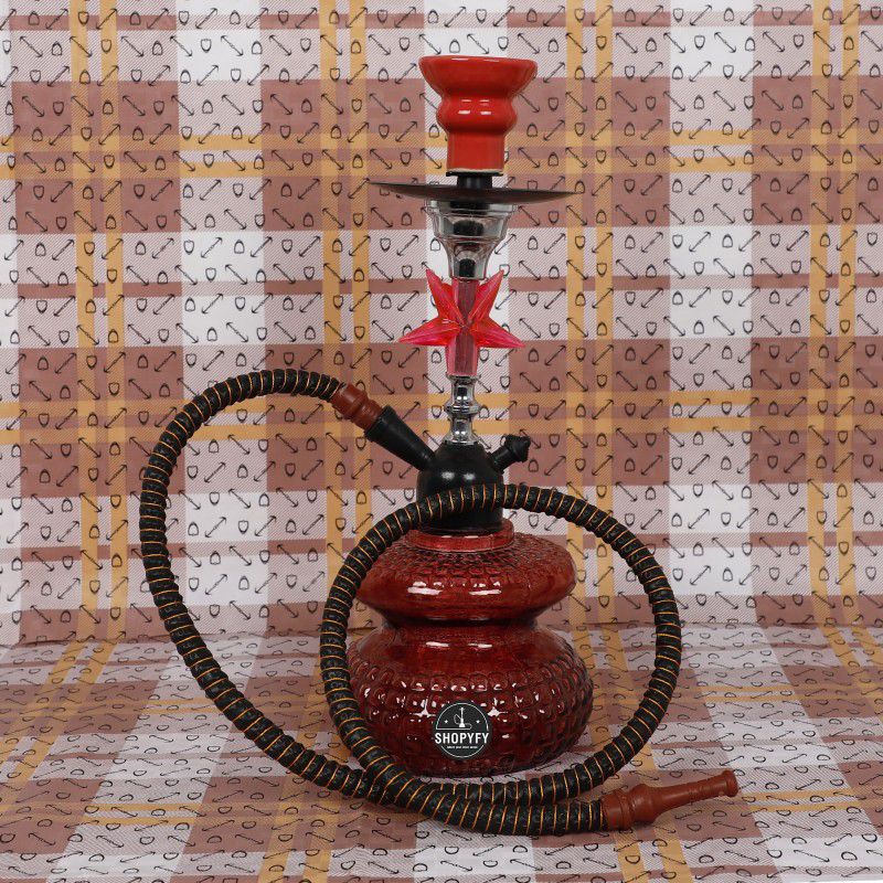 Premium Style Hookah For Home Decor 12 inch Glass 15 inch Glass, Ceramic Hookah  (Red)