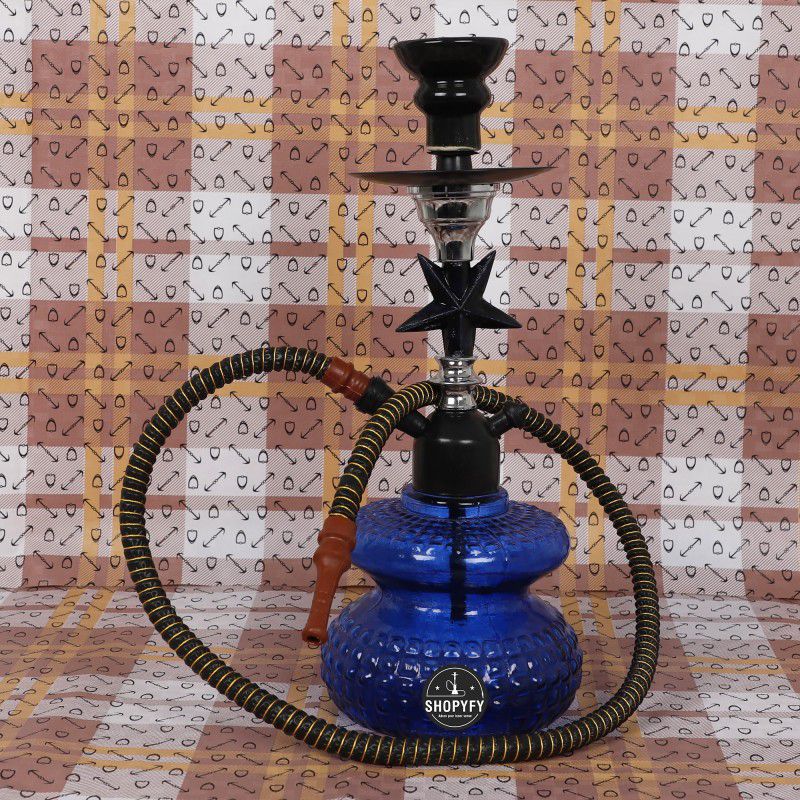 Premium Style Hookah For Home Decor 12 inch Glass 15 inch Glass, Ceramic Hookah  (Blue)