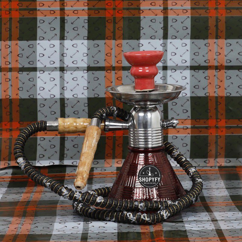 Premium Style Hookah For Home Decor 12 inch Glass 10 inch Glass, Ceramic Hookah  (Red, Black)