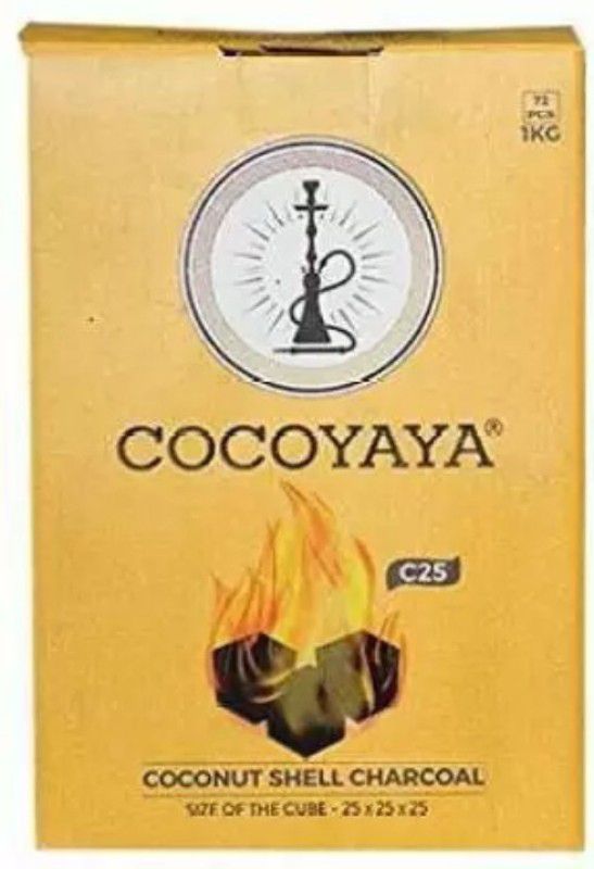 Cocoyaya Coconut Shell Quick Burning for Hookah Shisha(1 KG, 72 Cube) Hookah Charcoals  (Pack of 1)
