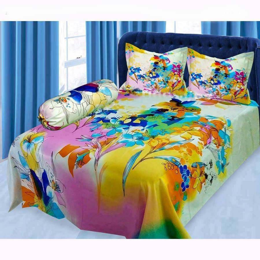 Cotton double size bed sheet set-3 piece 