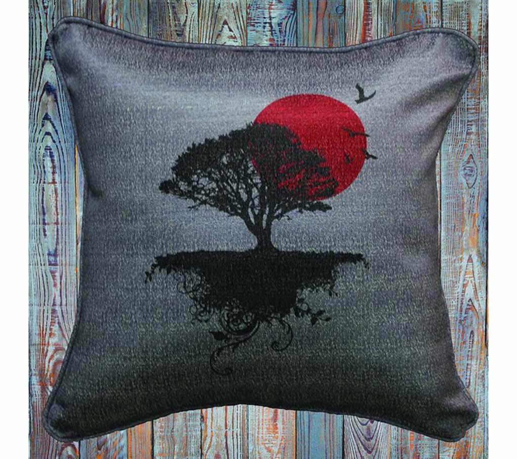 Cushion Cover -  Black Tree Red Sun