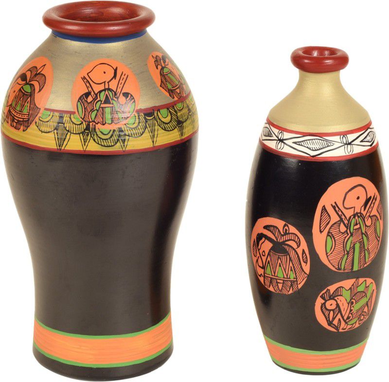 AAKRITI ART CREATIONS AAC-41-61-38-C Vase Filler  (Earthen Vases Handpainted in Madhubani Tattoo Art)