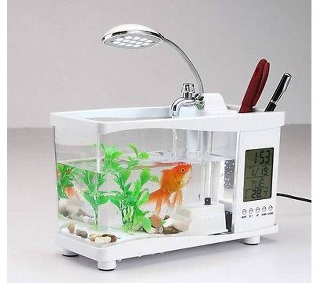 USB desktop Mini aquarium with clock