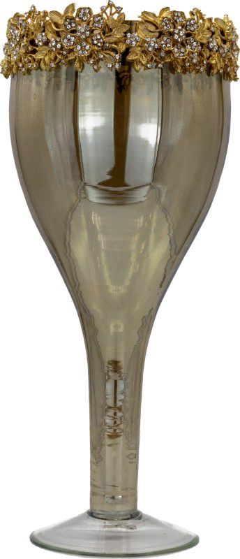 ROSHNI DÉCOR Royal Look Home Décor Golden Coloured Glass With Metal And Beads 15x6.5x5 In Vase Filler  (Golden Coluored Glass With Metal And Beads)