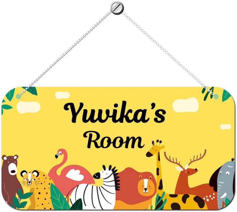 ARTBUG Wooden Yuvika Door Sign Kids Room Name Plate  (Multicolor)