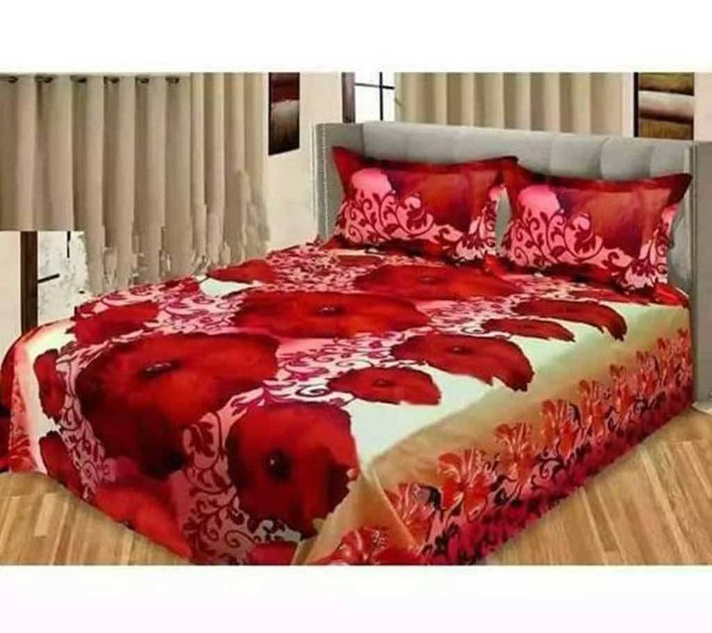 Cotton Bed Sheet - Bs440 - Deep Red - MAF