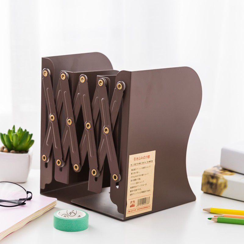 oddpod SimpleXXX Expandable Office & Home Shelf 7.5" Brown Iron Book End  (Brown, Pack of 1)