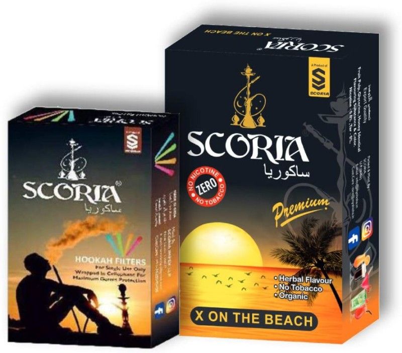 SCORIA Premium Quality 5 Pc Mouthtip & Herbal X on The Beach Hookah Flavor  (60 g, Pack of 2)