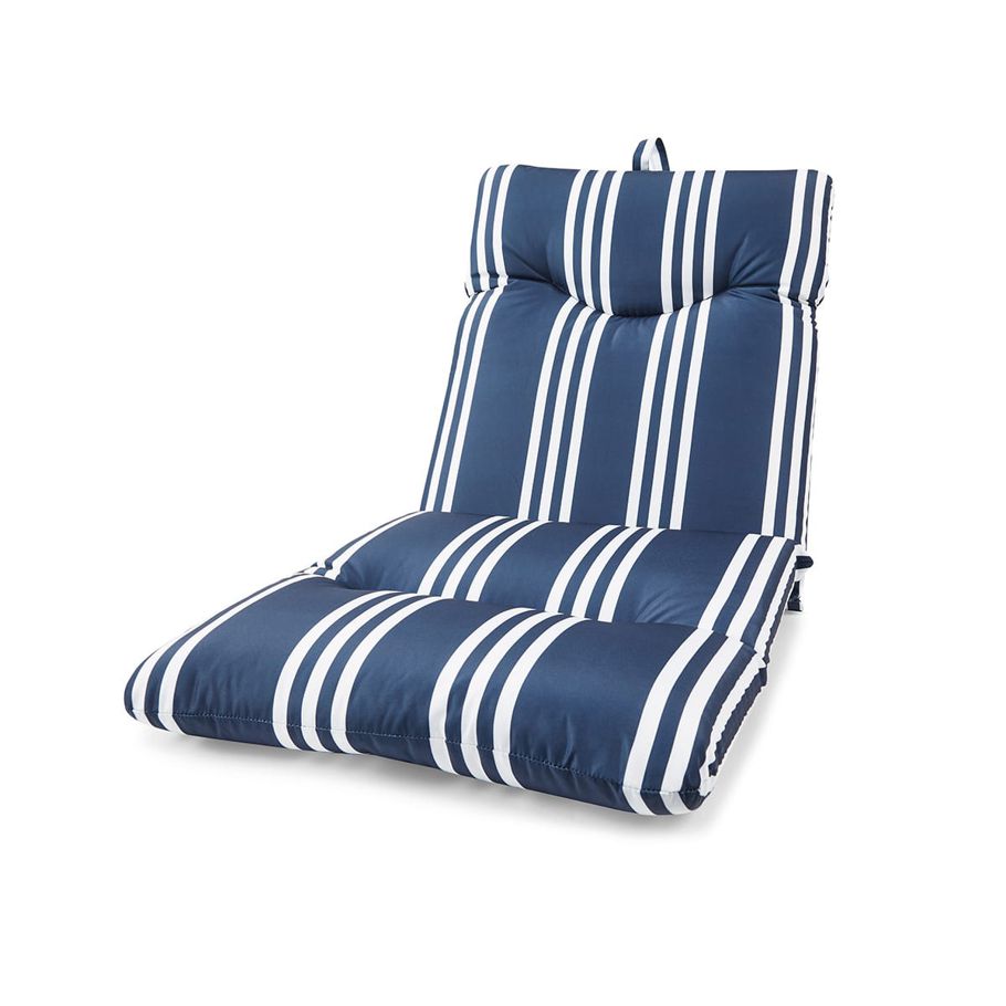 Outdoor Highback Cushion - Blue Stripe