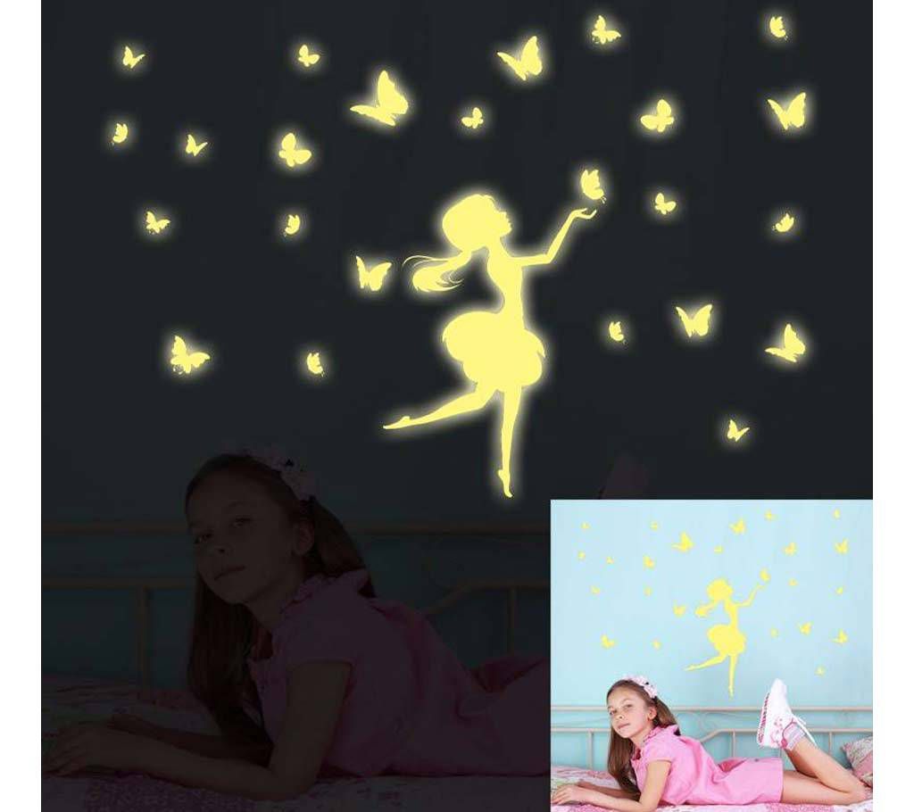Butterfly Girl Fluorescent Stickers